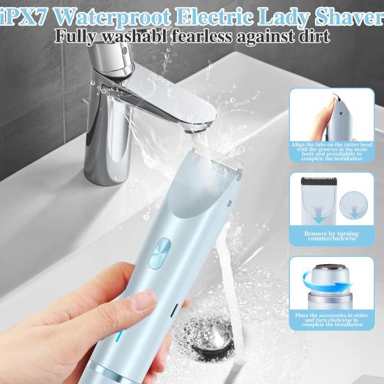 Женская электрическая бритва с двойной головкой, перезаряжаемая через USB, водонепроницаемая, портативная, для лица, тела, зоны бикини, рук, ног, эпилятор, бритва, триммер