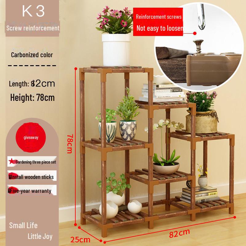 Multi-layer Solid Wood Succulent Flower Stand for Indoor Balcony or Living Room