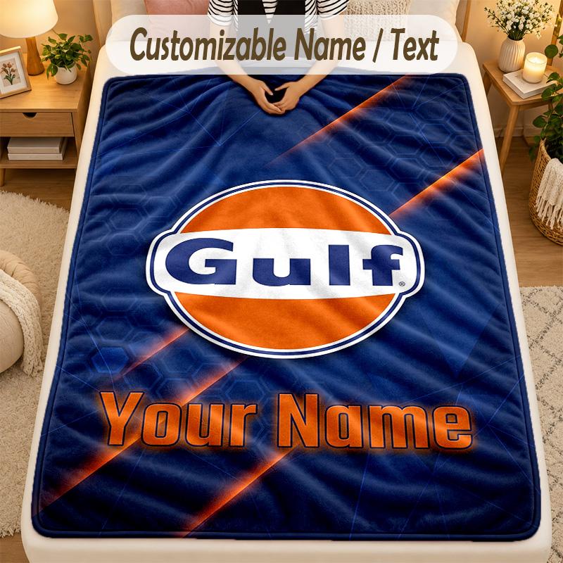 Flannel BlanketGulf Custom Name Text Personalized Soft Warm Throw Blanket Home Decor Gift