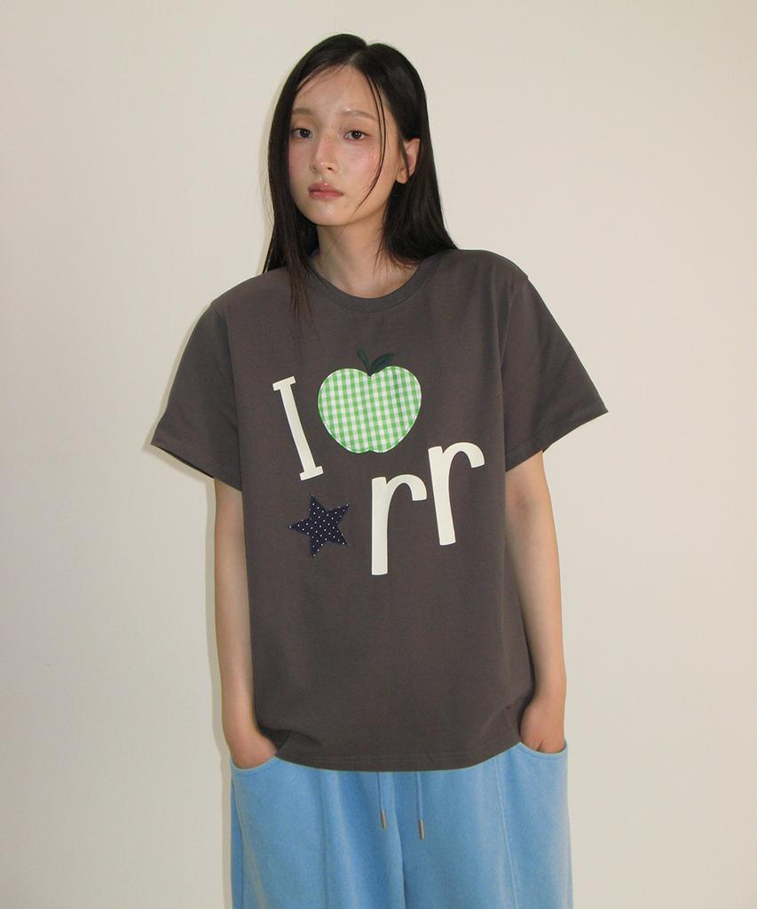 RONRON I Rr Applique Basic Fit T Shirt Charcoal