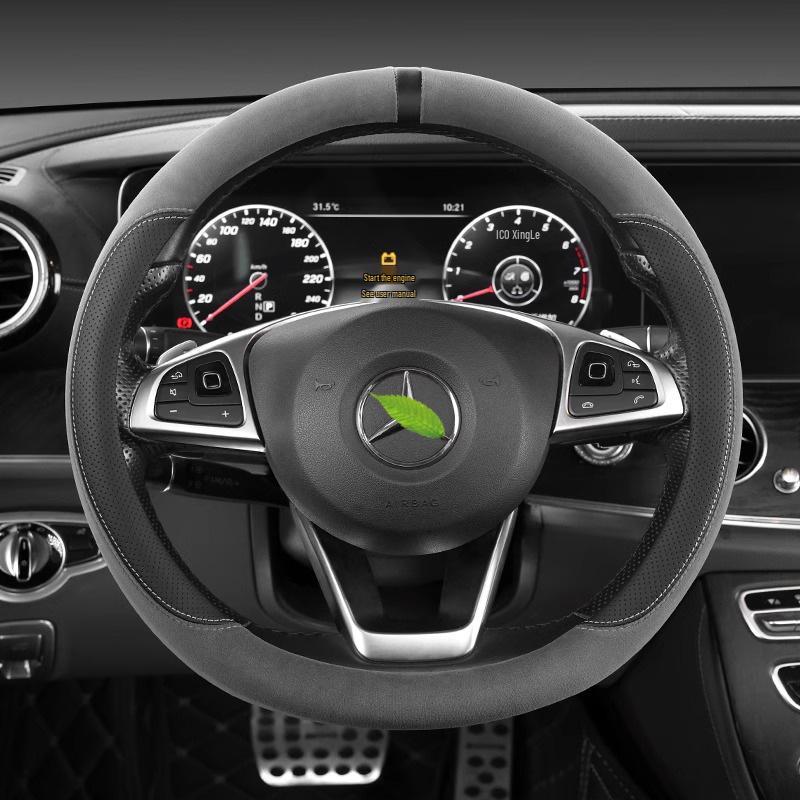 Universal Non-Slip D-Type Car Steering Wheel Cover - All-Season, Sweat-Absorbing Baby Velvet for Men & Women
