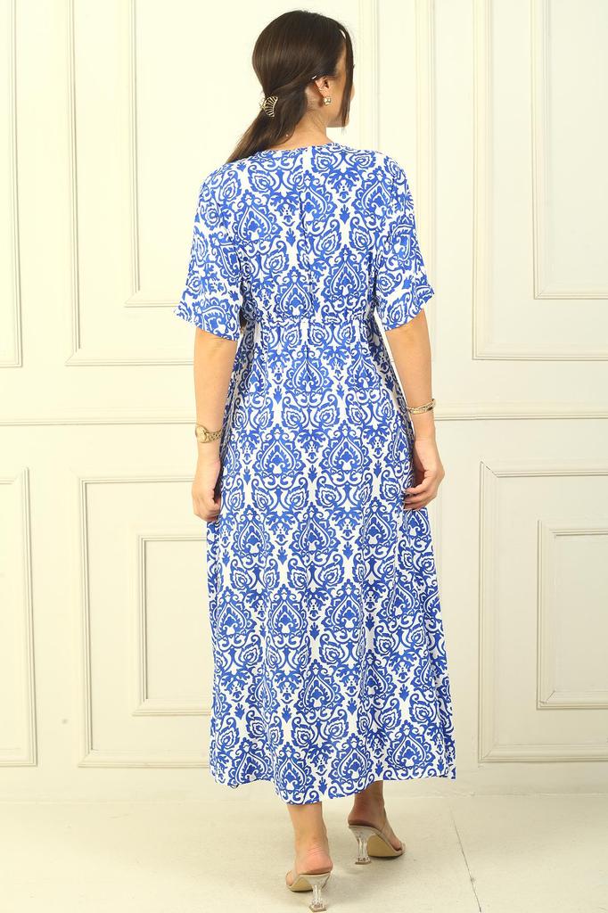 Patterned Double Breasted Printed Viscose Dress
