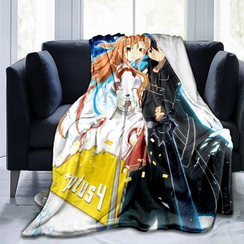 Популярное аниме SAO Sword Art Online, аниме, современное одеяло Gedruckt Bettdecke Geschenk, фланелевые мягкие плюшевые одеяла для дивана-кровати