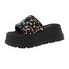 Thick-bottomed Height-increasing Slippers for Women's Summer Wear 2025 New Versatile Sequins One-word Drag Korean Version of Fairy Sandals Tide