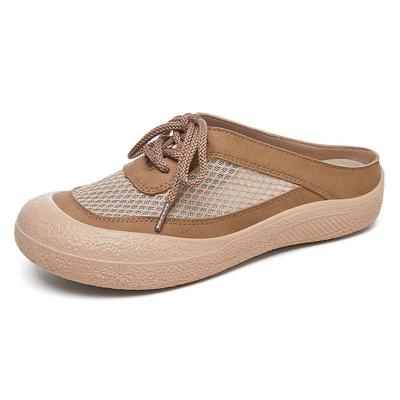 Женские кроссовки с открытой спиной, сетчатые туфли-мюли, дышащие тапочки, удобная обувь для ходьбы, дышащие тапочки, закрытые шлепанцы