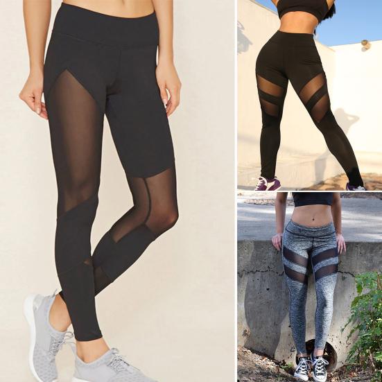 Women Leggings Mesh See Through Summer Slim Stretchy Workout Pants for Sports