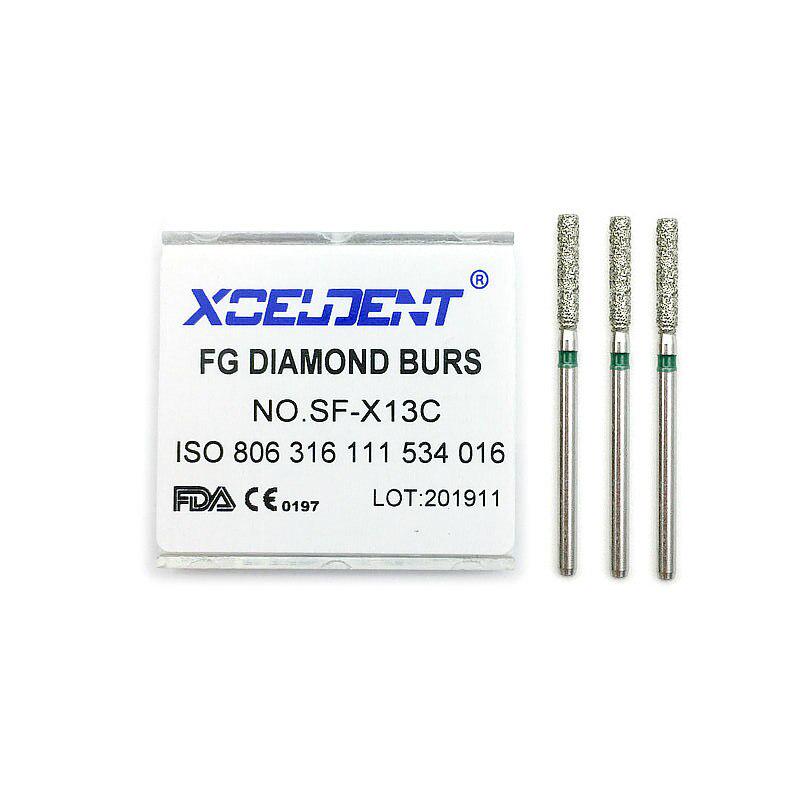 10 шт., алмазные боры, стоматологические высокоскоростные сверла, прямые, с плоским концом, тип FG, 1,6 мм, продукт для полировки зубов SF-X13C