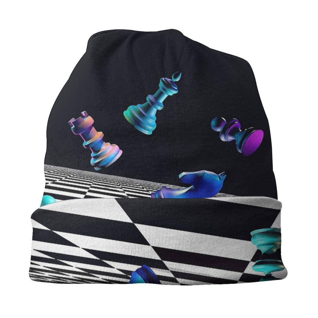 Chess Design Autumn Female Warm Beanies Double Used Casual Bonnet Hats