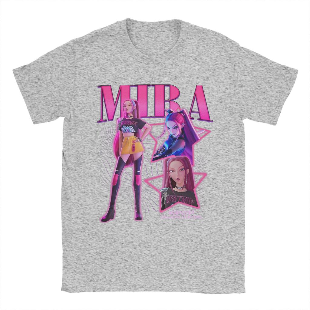 Мира Шкаф Ретро Неон HUNTRX HUNTRIX Kpop Охотники на Демонов Футболка для Мужчин Хлопковые Футболки с Коротким Рукавом Летние Топы