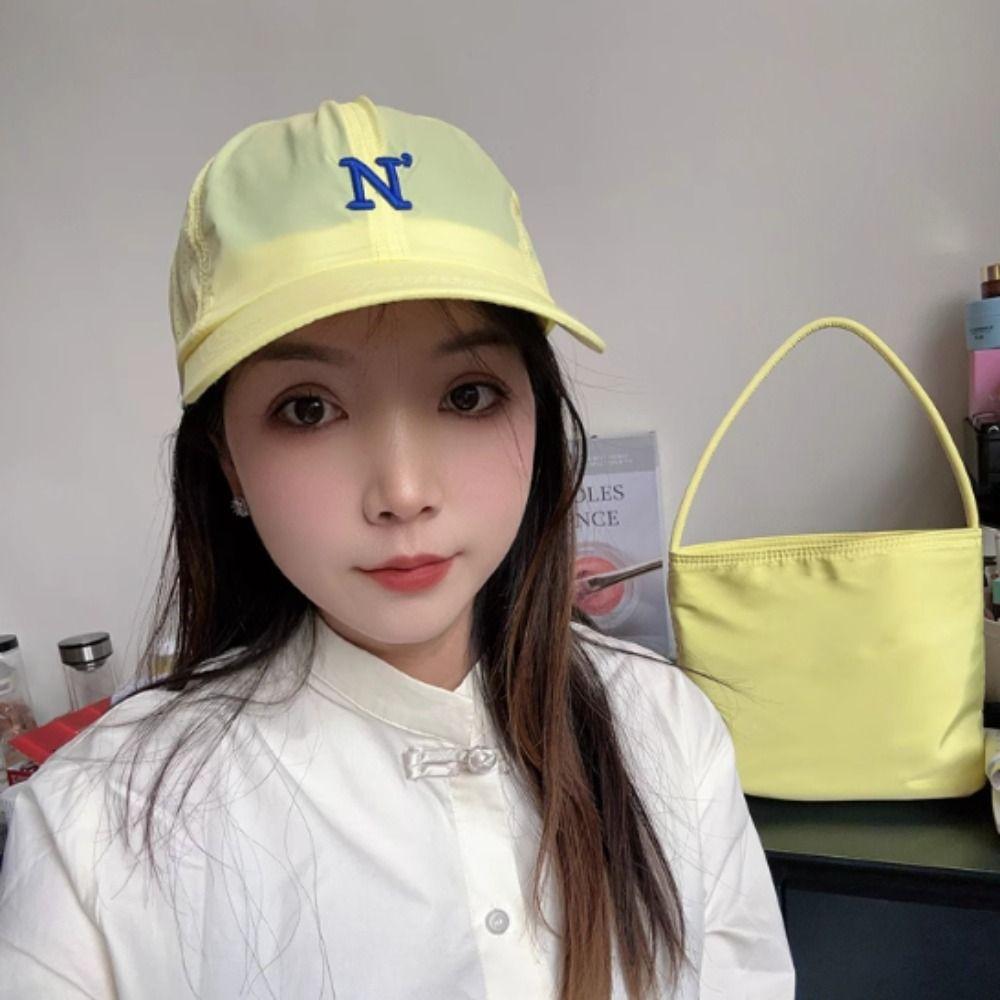 Letter N Embroidery Men Snapback Cap Candy Color Trucker Hat Simple Breathable Mesh Sunhat Outdoor
