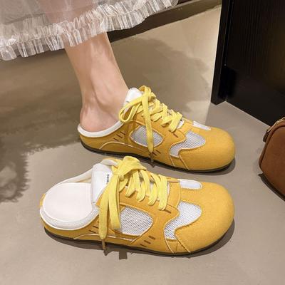 Лимонно-желтые тапочки-мешки для головы женские сетчатые дышащие американские ретро немецкие тренировочные туфли корейские универсальные модные новые сандалии