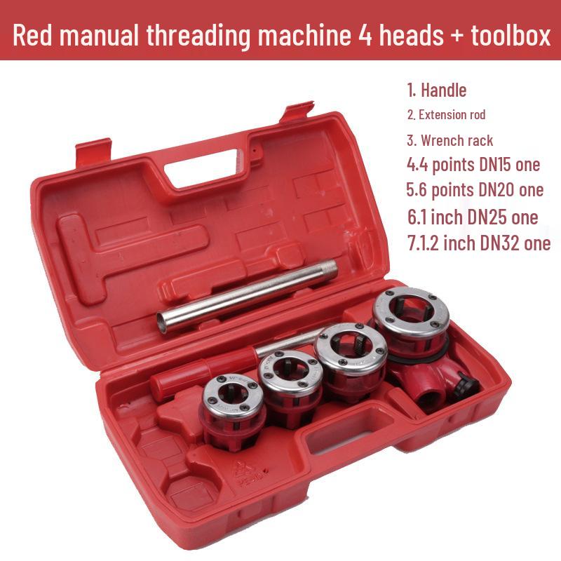 Durable 1/2-4 inch Manual Pipe Threader for Iron, Galvanized, and Water Pipes