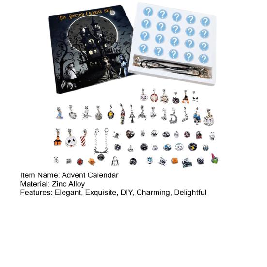 Halloween Treasure Charm Bracelet Bead Bulk Set 2025 Advent Calendar 20 Days Countdown Decoration DIY Jewelry Making Kit for Kids Adult Teens