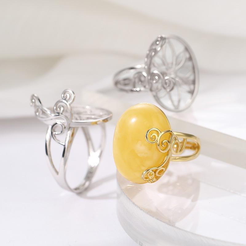 Аксессуары для самостоятельной сборки оправы кольца с драгоценным камнем для мужчин и женщин: Инкрустированный янтарем, нефритом и модными дизайнерскими элементами