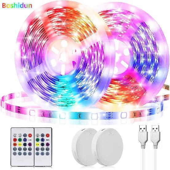 Светодиодная лента RGB 5 В, 3 АА, батарейный отсек, цветной пульт дистанционного управления, гибкая светодиодная лента, фестивальная атмосфера
