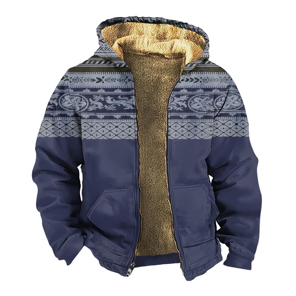 Мужская зимняя флисовая толстовка с капюшоном на молнии с накладным карманом, повседневная куртка