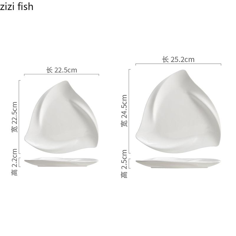 Нестандартная треугольная тарелка Керамическая десертная тарелка Суши-тарелка Салатные тарелки Сервировочные тарелки Специальная посуда для молекулярной кухни