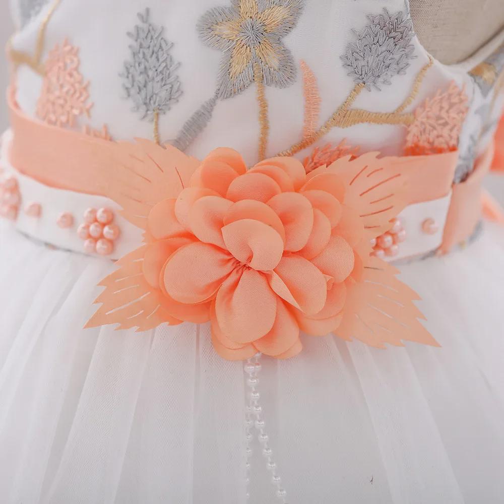 Новое детское вышитое платье принцессы: Юбка для свадебного платья с разноцветными цветами для девочек