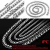 Men Cool Silver Color Choker Metal Collar Heavy Link Braided Wheat Chain Stainless Steel Necklace