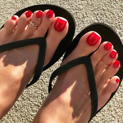 24 шт. летних накладных ногтей для ногтей, яркие красные наклейки для ногтей