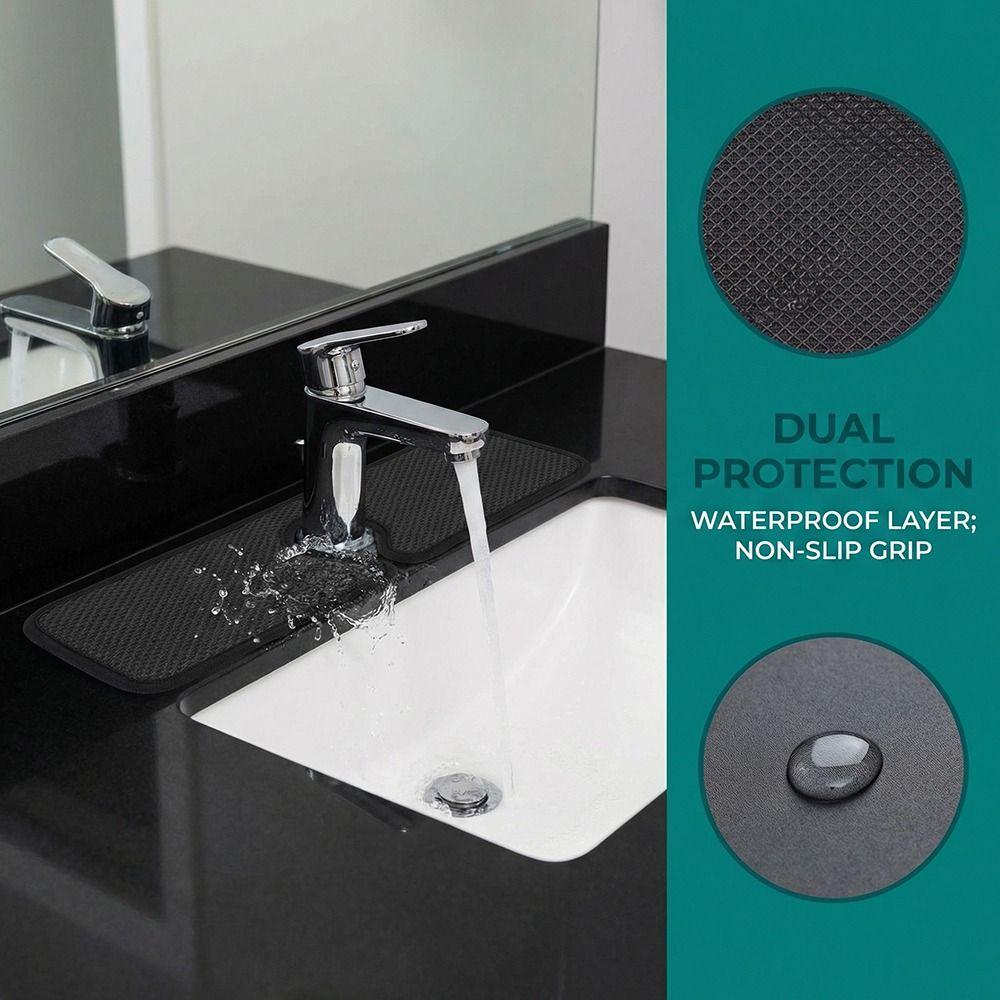 Wraparound Design Faucet Splash Catcher Microfiber Countertop Protector Bathroom Use