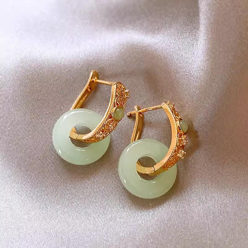 Китайские ретро эмалевые серьги-каффы с цветами: Роскошные серьги с цирконом