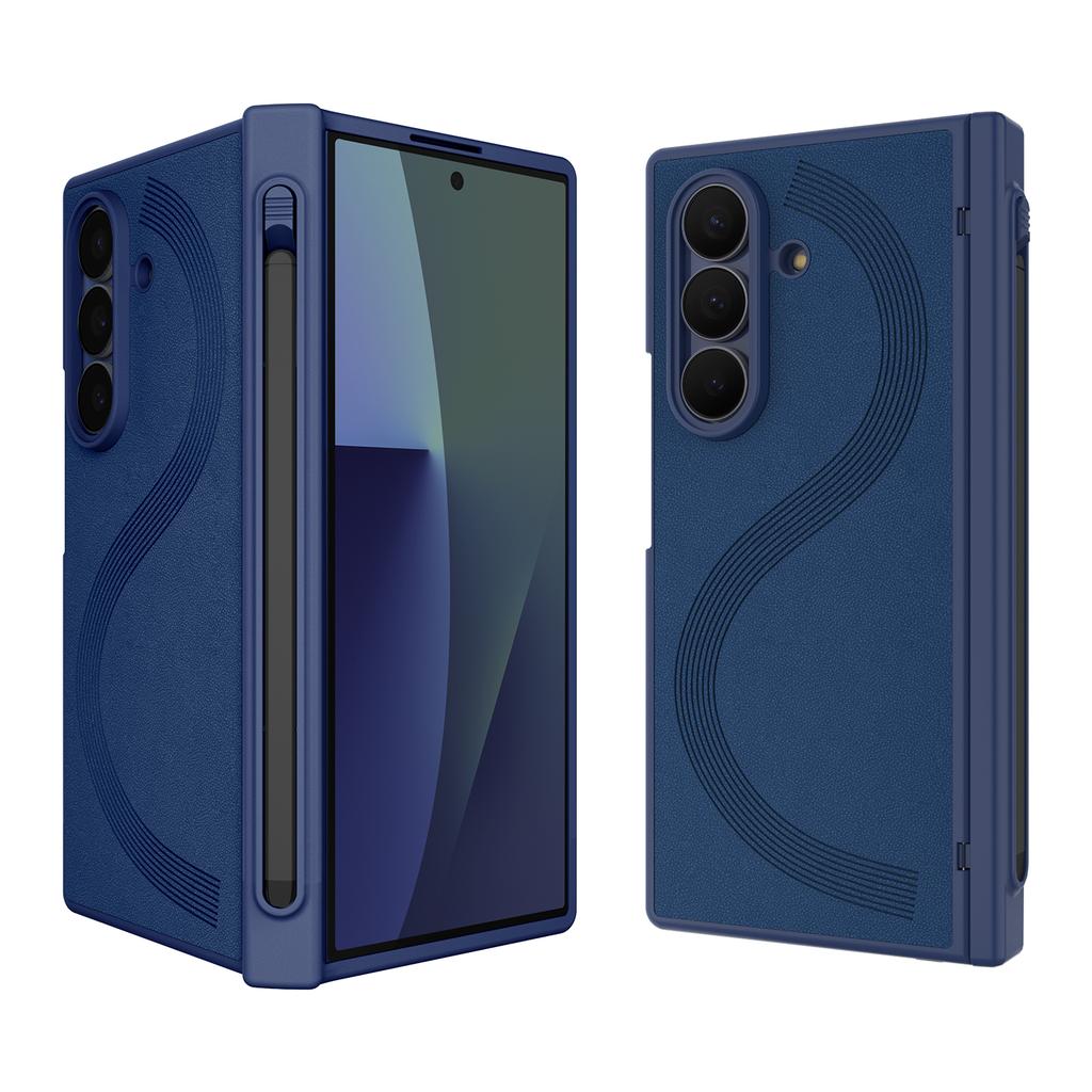 Однотонный чехол из искусственной кожи с полным покрытием для телефона Samsung Z Fold 7 (складывающийся в Z) с противошпионской стеклянной пленкой, стилус-ручка для Samsung Z Fold 7 Fold 6
