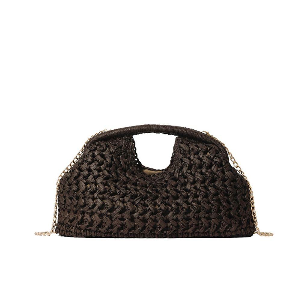Grass Chain Crossbody Bag Large Capacity Woven Handbag Casual Summer Beach Bag Girls