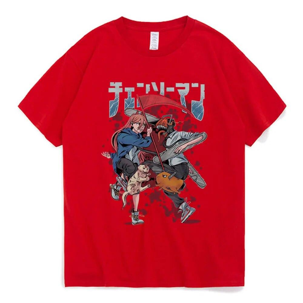 Japanese Anime Chainsaw Unisex T-shirt Unisexga Makima Power Denji Pochita Graphic Print T-shirts Unisex Oversized Streetwear Tees