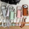 Crossbody Cards Solt Wallet Strap Leather Zipper Phone Case for IPhone Air 17 16 Pro Max 15 Plus 14 13 12 11 Ring Holder Cover