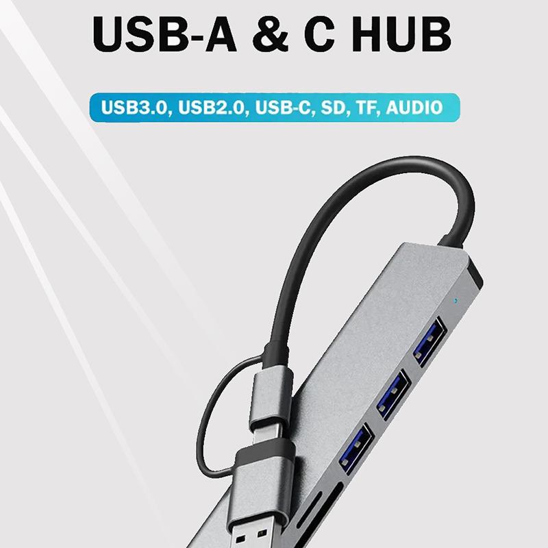 8-в-1 USB-C концентратор-расширитель, многопортовый адаптер, разветвитель Type-C, док-станция, кардридер SD для Samsung, ПК, планшета, быстрая передача данных, зарядка