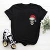 Funny Christmas Skull Head Print T Shirt Women Short Sleeve O Neck Loose Tshirt Women Causal Tee Shirt Tops Camisetas Mujer
