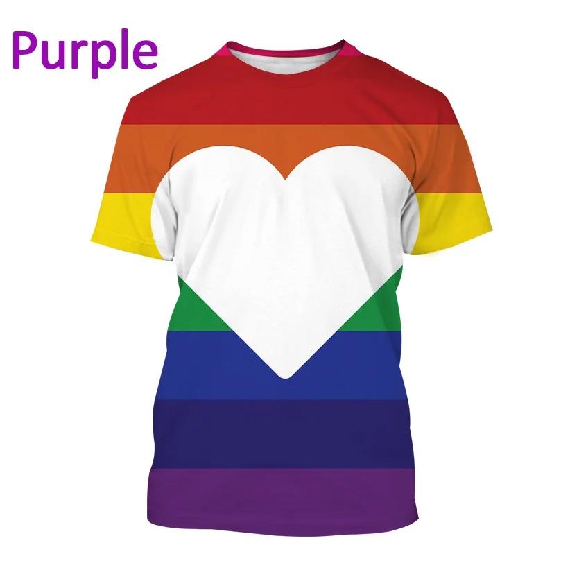 Новая летняя мужская/женская футболка с радужным 3d принтом и круглым вырезом, повседневная футболка большого размера с короткими рукавами, модные топы, трендовая одежда унисекс