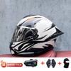 Full Face Motorcycle Helmet With External Bluetooth Module Men Women Large Rear Wing Sport Style DOT Approved