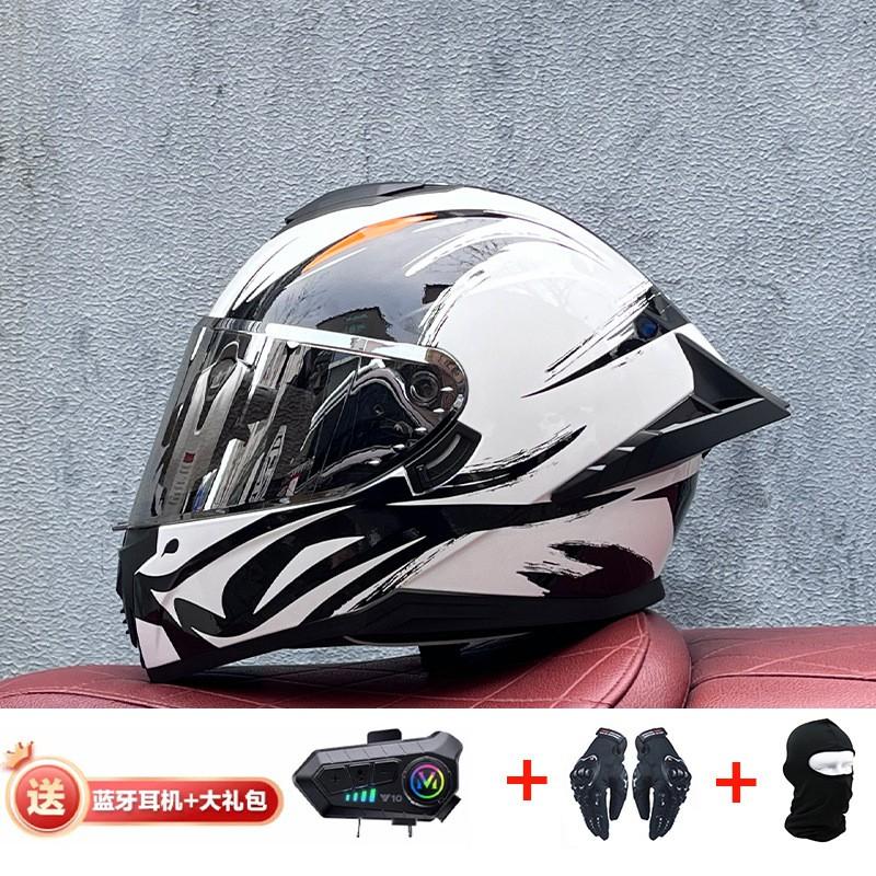 Full Face Motorcycle Helmet With External Bluetooth Module Men Women Large Rear Wing Sport Style DOT Approved