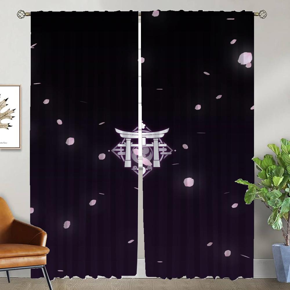 Домашний интерьер Шторы для гостиной Шторы Genshin Impact Halloween Decoration Partition Tulle для спальни Шторы 2 шт.