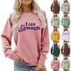 Women's Printed Sweatshirt Long Sleeve Round Neck Casual Comfortable Loose Lightweight Women's Sweatshirt