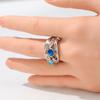 Exquisite Inlaid White Blue CZ Women's Ring Trendy Two Color Geometry Daily Wear Party Jewelry Anniversary Gift