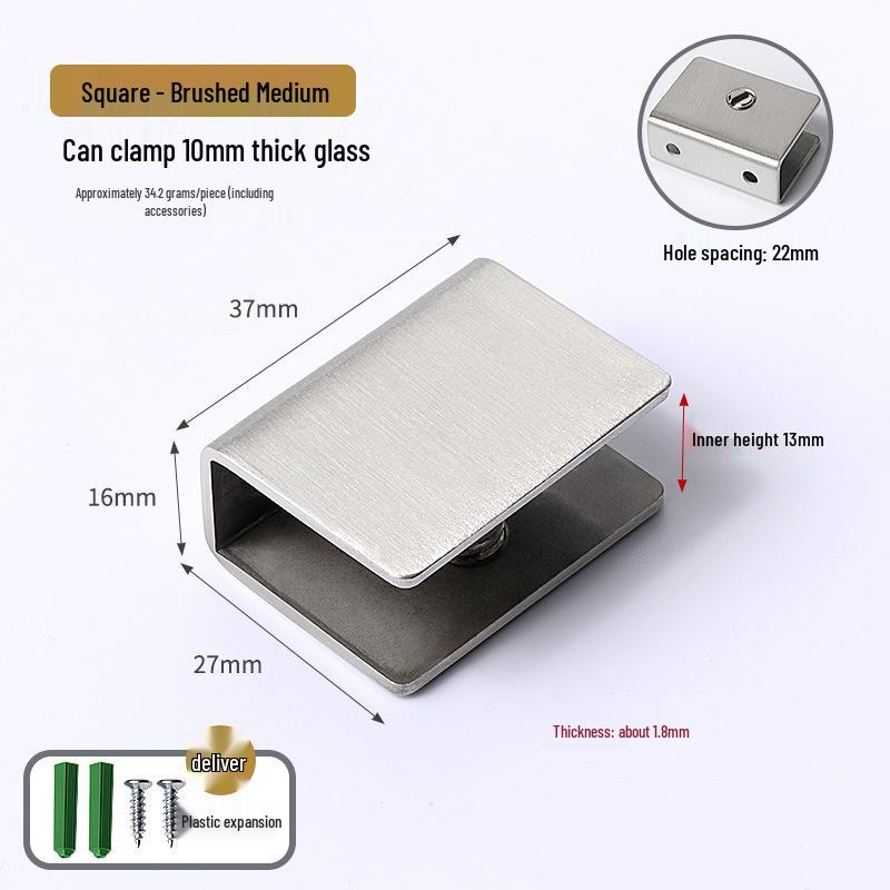 Полукруглый квадратный зажим для стекла из нержавеющей стали, кронштейн для полки