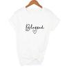 Blessed Letter Printed T Shirt Women Summer Short Sleeve Tshirt 90S Aesthetic Faith Tops Jesus