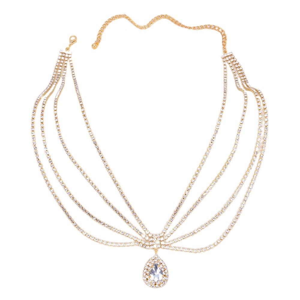 Головной убор Стразовая цепочка на голову Капля воды Бохо повязка на голову Роскошная цепочка на лоб Вечеринка