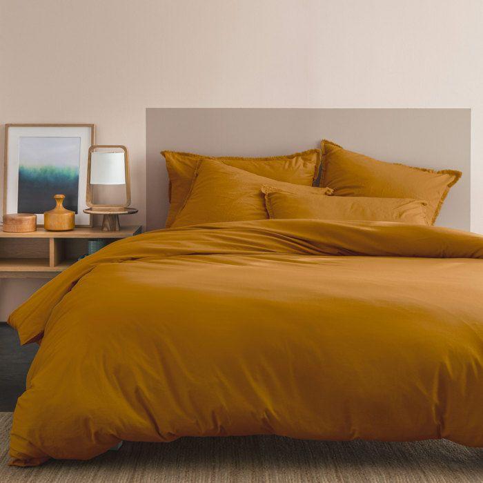 Housse De Couette Unie 100% Coton - MATT & ROSE - COTON LAVÉ - Coloris Caramel - 260x240 Cm