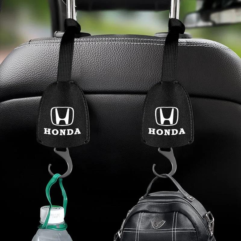 Car Hot XR Leather Car Seat Back Hooks Portable Hanging Bag Rack Accessories For Honda Civic Fit Jazz Accord Pilot Passport St