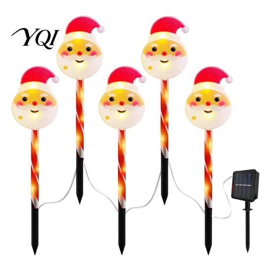 Christmas Party Yard Accents 5Pcs Solar Stake Light, Waterproof LED Garden Lamp with Lights Snowman Santa Claus Design, Outdoor Holiday Lighting