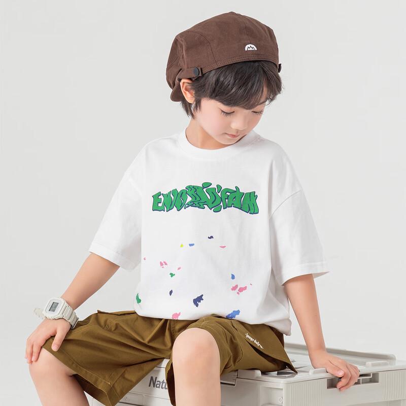 Boys' Cooling Cotton Short-Sleeve T-Shirt with Graffiti Print