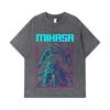 275 GSM Washed T-shirts 100% Cotton Attack on Titan V6 Mikasa Print Unisex Heavy Cotton T Shirt