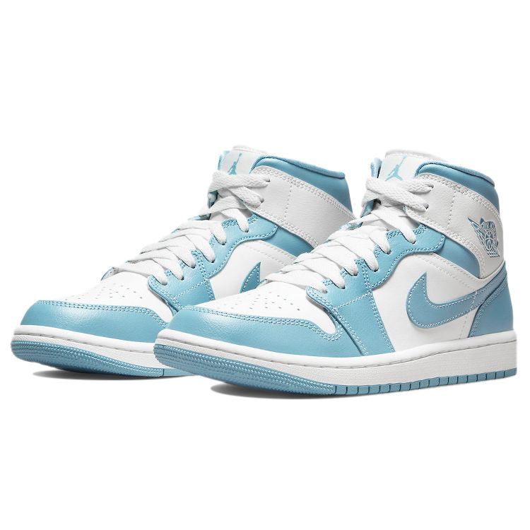 Air Jordan 1 Mid University Blue Женские кроссовки White Sail Worn-Blue BQ6472-141
