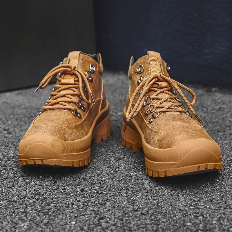 Модные мужские повседневные ботинки из коровьей замши, кожаные ботинки, ковбойские рабочие ботинки, сценические, для ночного клуба, весна-осень, платформа, ботильоны