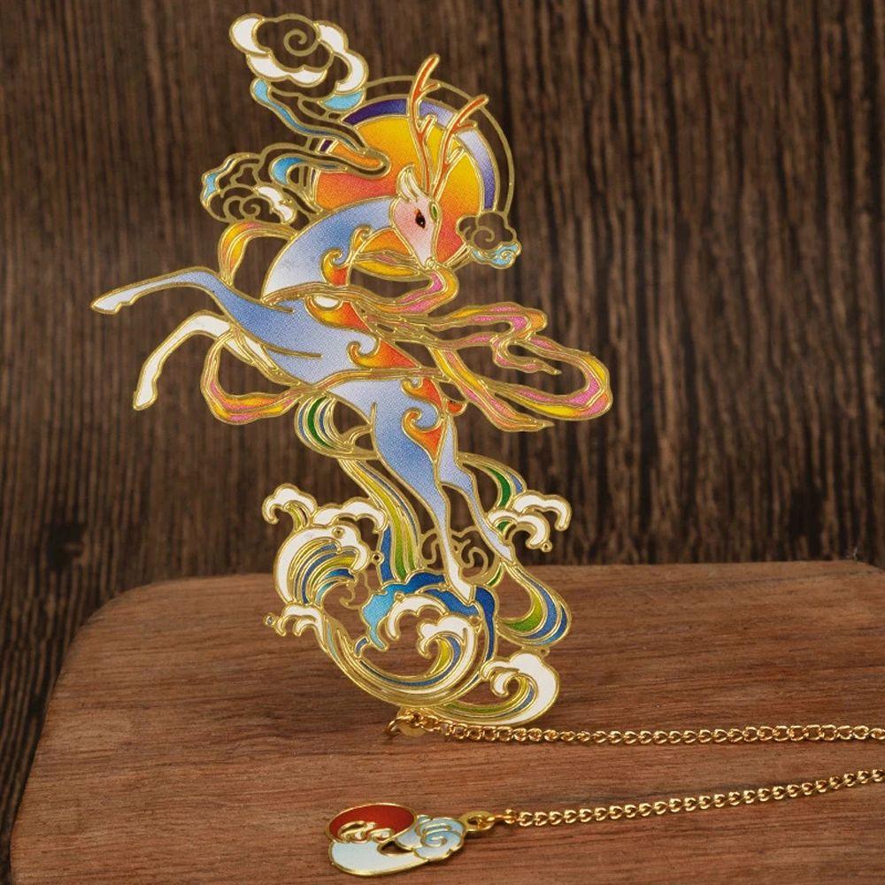 Animal Shape Page Clip Brass Metal Bookmark Chinese Style Bookmark Hollow Book Mark Retro Book Clip