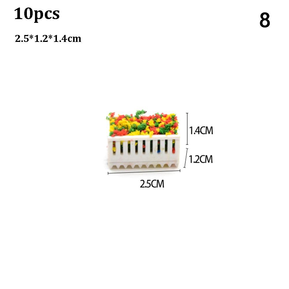 10pcs Plastic Simulation Flower Bed Multistyles Rectangle Flowerbed Park Minihouse Accessories